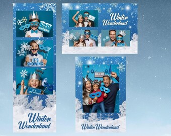 Winter Wunderland Fotostand Vorlage, Blaue Schneeflocke Foto Stand Rahmen, Sofort Download für Winter Onederland, Urlaub, Party