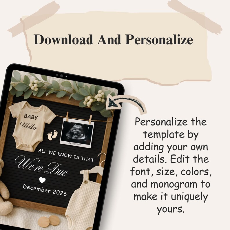 An editable pregnancy announcement template