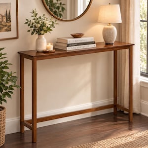 Narrow Console Table, Wooden Console Table, Walnut Entryway Table, Narrow Side Table, Slim Hallway Furniture, Sofa Side Table