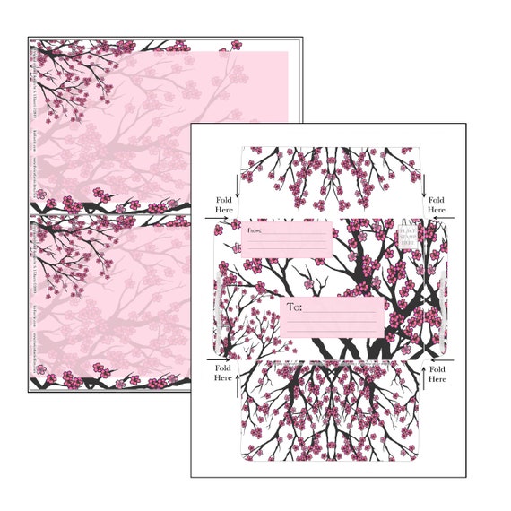 Printable Stationery Digital Download Cherry Tree Stationery - Etsy
