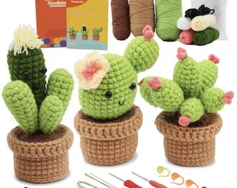 Beginner Crochet Kit | DIY Yarn Set for Exquisite Crochet Plants | Handmade Crochet Kit for Beginners