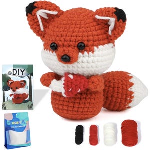 Beginner Crochet Stuffed Animal Kit | DIY Yarn Set for Cute Fox | Handmade Crochet Kit for Beginners