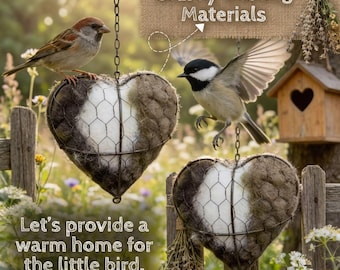 Handmade Fiber Bird Nest Heart – Refillable Nesting Haven for Birds