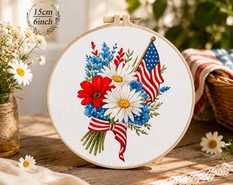 Independence Day Flag Embroidery Kit for Beginners – 250th Anniversary DIY Needlework Craft Set
