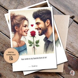 Love Letter Cards - 'Your smile' Inspirational quotes for Lovers | Romantic Gift Idea for Boyfriend or Girlfriend | Valentine Day Cute Card
