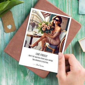 Tarjeta de felicitación inspiradora para mujeres: tarjeta de afirmación positiva / tarjeta de cumpleaños para ella / tarjeta imprimible con cita del feliz día de la mujer