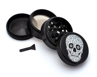 Skeletons D15 Aluminum Herb Grinder 2.5/" 63mm 4 Piece Death Skulls