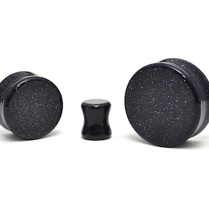 Blue Sand Stone Stone Double Flare Plugs (STN-711) -  2g, 0g, 00g, 1/2, 9/16, 5/8, 3/4, 7/8, 1 inch