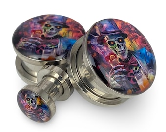 Zombie Style 10 Picture Plugs gauges - 12g, 10g, 8g, 6g, 4g, 2g, 0g, 00g, 1/2, 9/16, 5/8, 3/4, 7/8, 1 inch,28mm, 32mm, 35mm, 38mm