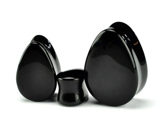 Onyx Stone Teardrop Plugs - 0g, 00g, 7/16, 1/2, 9/16, 5/8, 3/4, 7/8, 1 inch