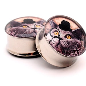 Gentleman Kitty Picture Plugs – Surgical Steel Tunnels