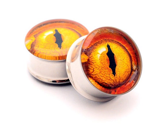 Eyeball Picture Plugs gauges - 16g, 14g, 12g, 10g, 8g, 6g, 4g, 2g, 0g, 00g, 7/16, 1/2, 9/16, 5/8, 3/4, 7/8, 1 inch STYLE 12