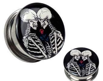 Eternally Yours Picture Plugs gauges - 16g, 14g, 12g, 10g, 8g, 6g, 4g, 2g, 0g, 00g, 1/2, 9/16, 5/8, 3/4, 7/8, 1 inch, 28mm, 32mm, 35mm, 38mm