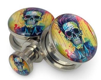 Zombie Style 7 Picture Plugs gauges - 12g, 10g, 8g, 6g, 4g, 2g, 0g, 00g, 1/2, 9/16, 5/8, 3/4, 7/8, 1 inch,28mm, 32mm, 35mm, 38mm