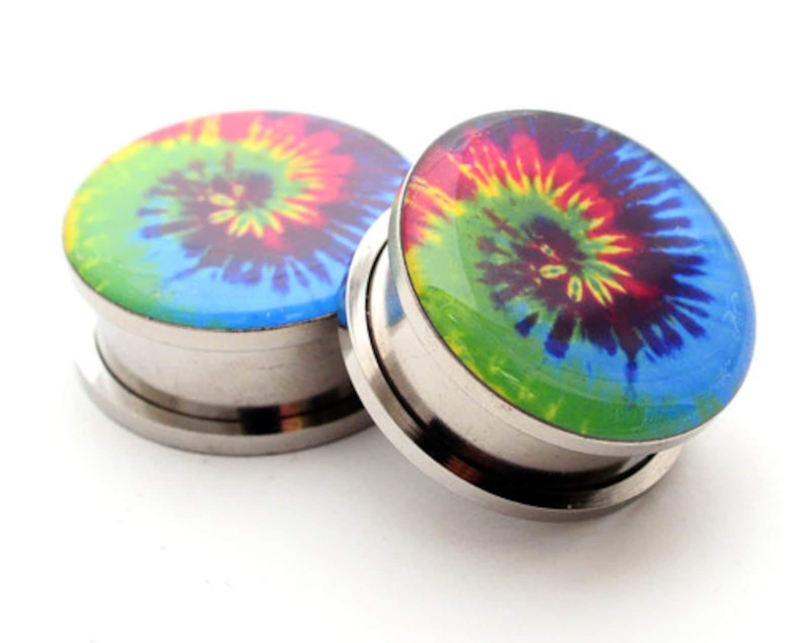 Screw on Plugs Tie Dye Picture Plugs Gauges 16g 14g 12g Etsy