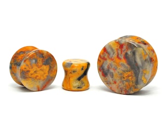 Plugs doubles Crazy Lace, pierre d'agate (STN-709) - 2 g, 0 g, 00 g, 1/2, 9/16, 5/8, 3/4, 7/8, 1 pouce