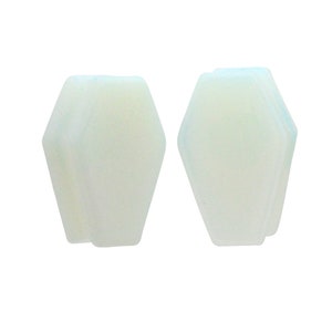 Opalite Stone Coffin Shaped Double Flare Plugs (STN-650) - 2g, 00g, 1/2", 9/16", 5/8", 3/4", 7/8", 1 inch