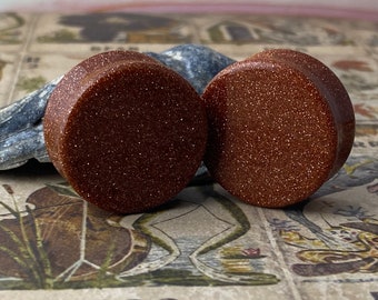 Gold Sand Stone Double Flare Plugs (STN-735) - 2g, 0g, 00g, 1/2", 9/16", 5/8", 3/4", 7/8", 1".