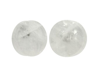 Cloudy Quartz Stone Double Flare Plugs (STN-649) - 2g, 0g, 00g, 1/2", 9/16",  5/8", 3/4", 7/8", 1", 1-1/8", 1-1/4", 1-3/8", 1-1/2"