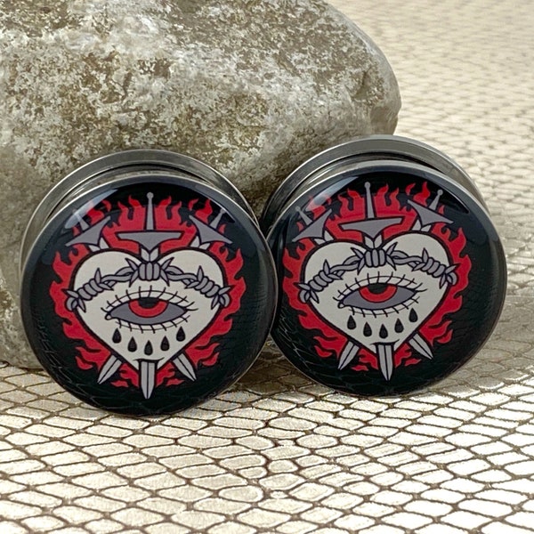Three of Swords Picture Plugs – Surgical Steel Gauges