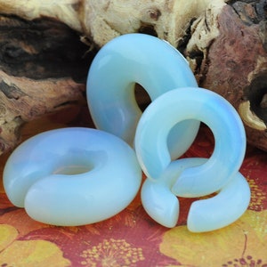 Opalite Stone Hoop Ear Weights (STN-680) - 2g, 0g, 00g, 1/2", 9/16", 5/8"