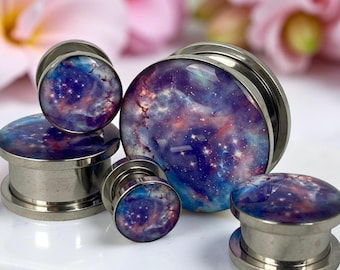 Galaxy Picture Plugs – Surgical Steel, Space Body Jewelry