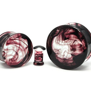 Smokey Swirl Glass Double Flare Plugs (PG-582) gauges - 2g, 0g, 00g, 1/2", 9/16", 5/8", 3/4", 7/8", 1 inch