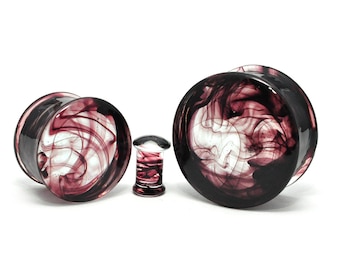 Smokey Swirl Glass Double Flare Plugs (PG-582) gauges - 2g, 0g, 00g, 1/2", 9/16", 5/8", 3/4", 7/8", 1 inch