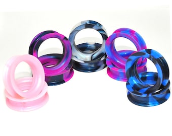 Large Gauge Pearlescent Swirl Silicone Tunnels (SIL-008) - 1-1/8", 1-1/4", 34mm, 36mm, 1-1/2", 40mm, 1-5/8", 44mm, 46mm, 48mm, 2"