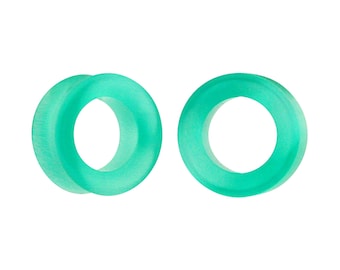 Light Green Cat Eye Stone Concave Tunnels (STN-669) -  2g, 0g, 00g, 1/2", 9/16", 5/8", 3/4", 7/8", 1 inch.