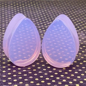 Lavender Opalite Teardrop Double Flare Plugs (STN-749) -  2g, 0g, 00g, 7/16", 1/2", 9/16", 5/8", 3/4", 7/8", 1 inch.