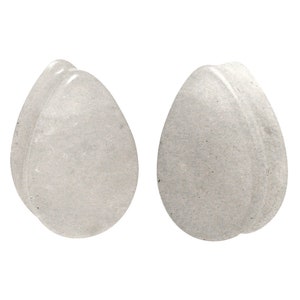 Cloudy Quartz Stone Teardrop Plugs (STN-645) - 2g, 0g, 00g, 7/16",  1/2", 9/16",  5/8", 3/4", 7/8", 1 inch