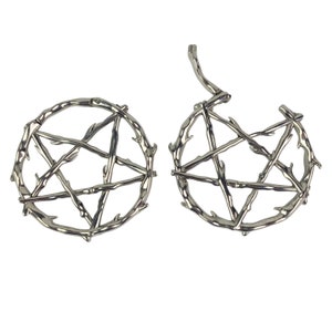 Pair of 316L Stainless Steel Pentagram Branches Ear Weights (PS-301) for sizes 2g and larger