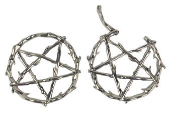 Pair of 316L Stainless Steel Pentagram Branches Ear Weights (PS-301) for sizes 2g and larger