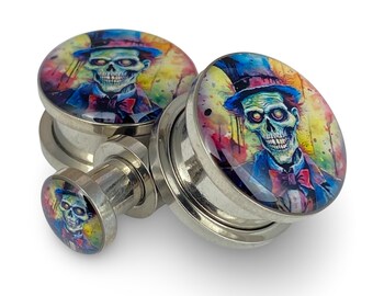 Zombie Style 13 Picture Plugs gauges - 12g, 10g, 8g, 6g, 4g, 2g, 0g, 00g, 1/2, 9/16, 5/8, 3/4, 7/8, 1 inch,28mm, 32mm, 35mm, 38mm