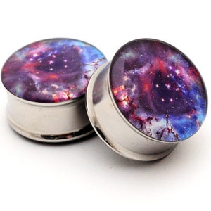 Galaxy Picture Plugs gauges 16g, 14g, 12g, 10g, 8g, 6g, 4g, 2g, 0g, 00g, 7/16, 1/2, 9/16, 5/8, 3/4, 7/8, 1 inch image 1