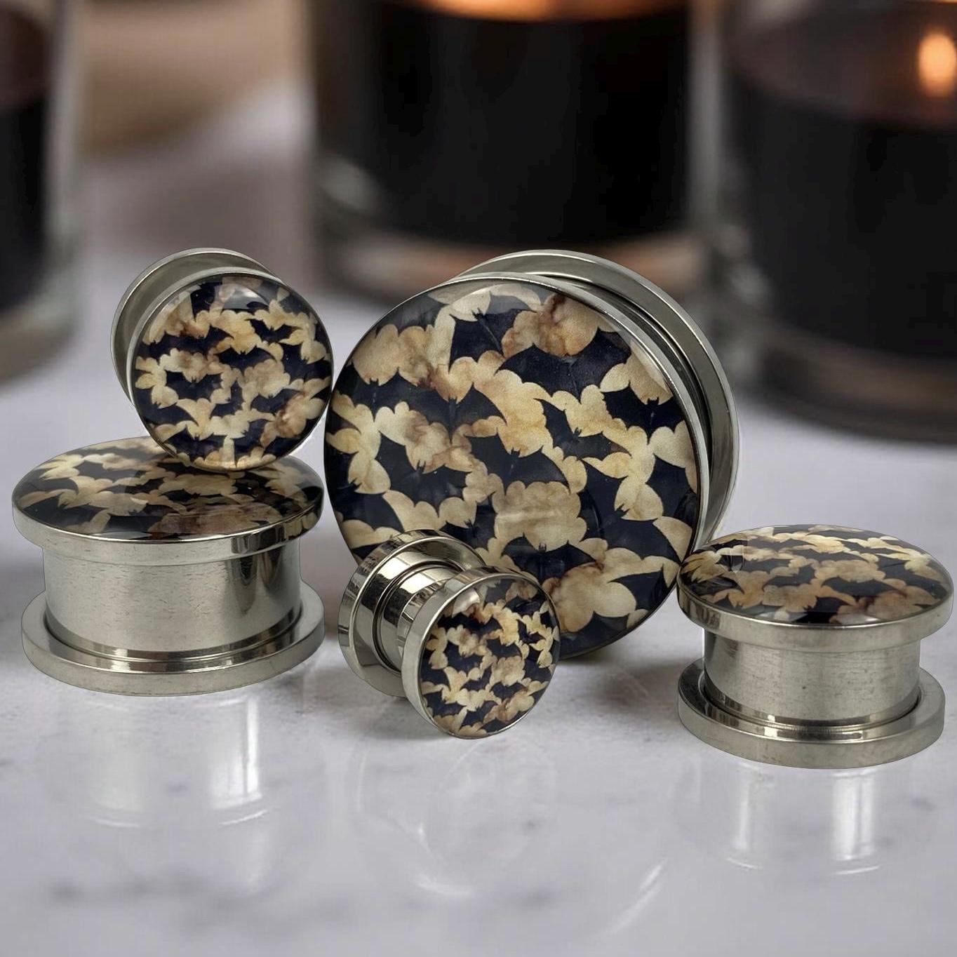 Misery Moth Acrylic Image Plugs | Tattoo Flash Gauges