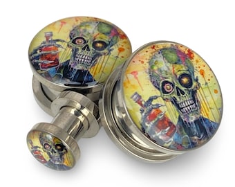 Zombie Style 11 Picture Plugs gauges - 12g, 10g, 8g, 6g, 4g, 2g, 0g, 00g, 1/2, 9/16, 5/8, 3/4, 7/8, 1 inch,28mm, 32mm, 35mm, 38mm