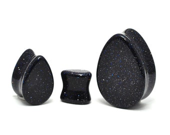 Blue Sandstone Teardrop Plug (STN-691) - 2g, 0g, 00g, 1/2", 9/16", 5/8", 3/4", 7/8", 1 inch