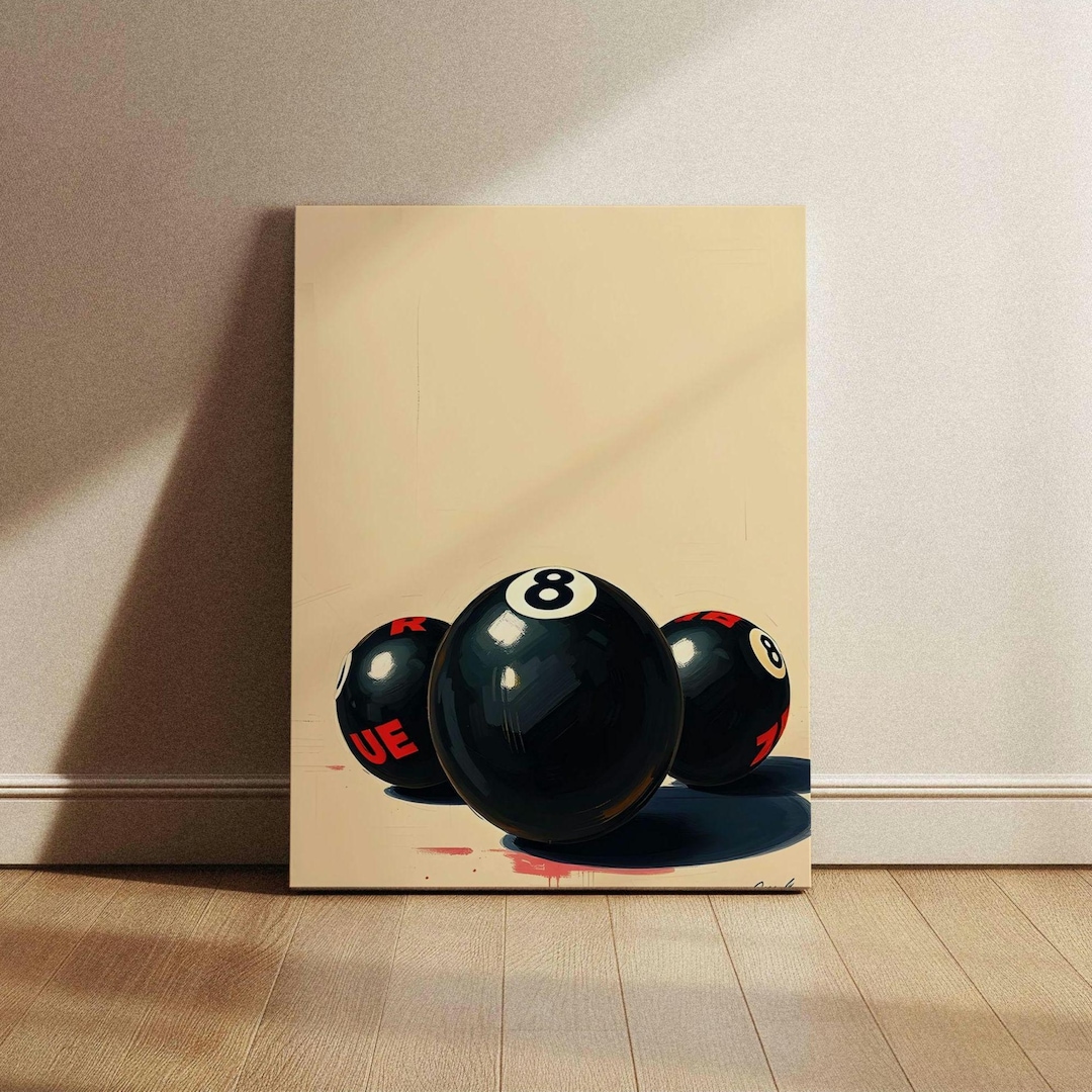 Vintage 8 Ball Billiard Poster Mid-century Modern Minimalist Bauhaus ...