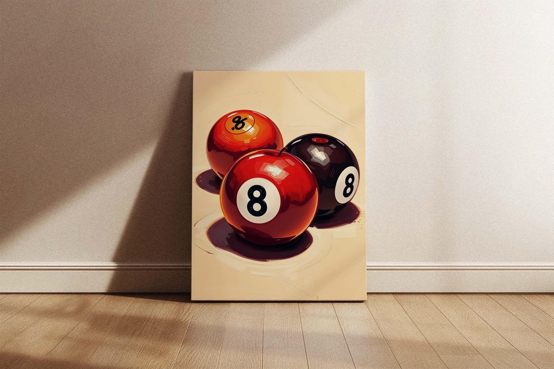 Vintage 8 Ball Billiard Poster - Mid-century Modern Minimalist Bauhau ...