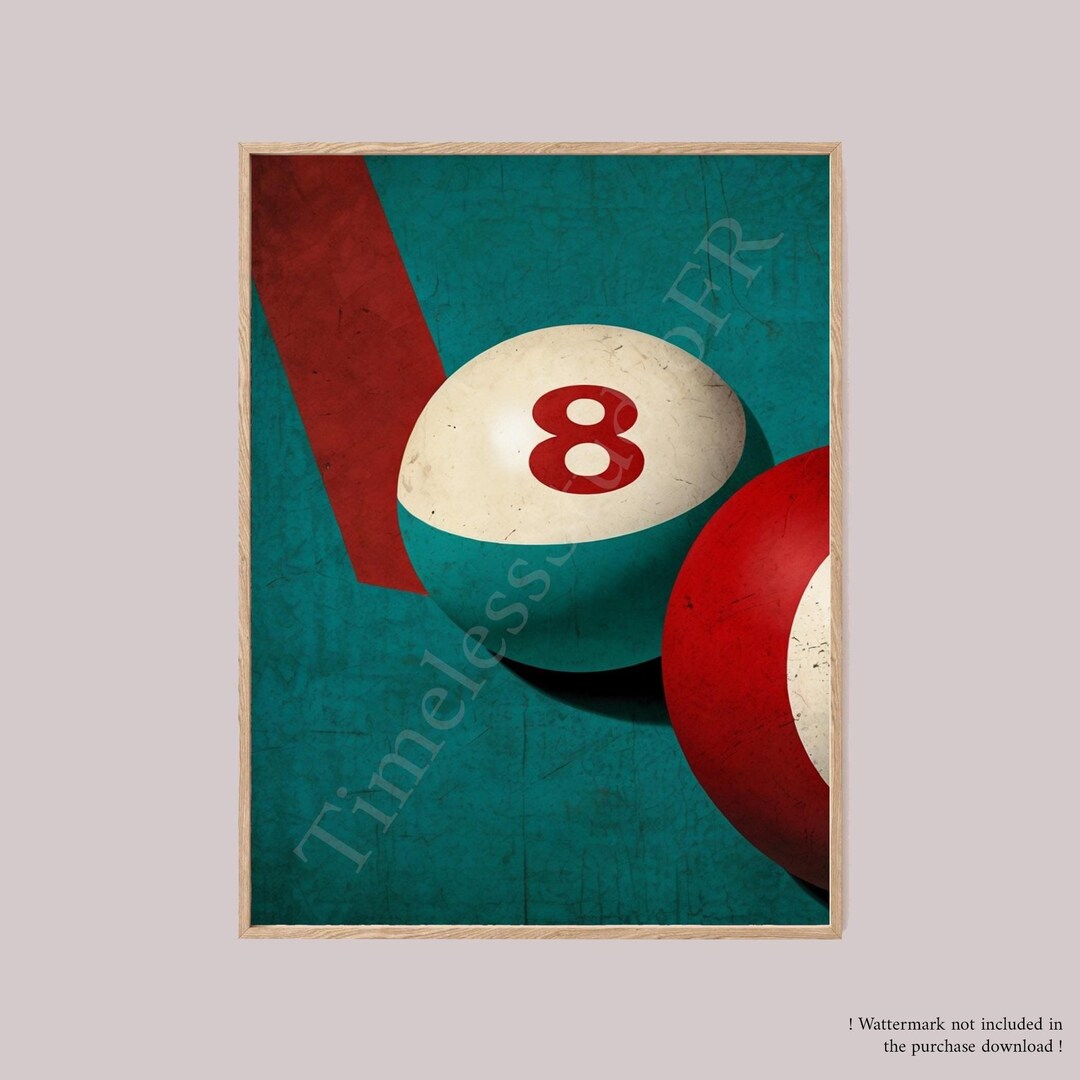 Vintage 8 Ball Billiard Poster Mid-century Modern Minimalist Bauhaus ...