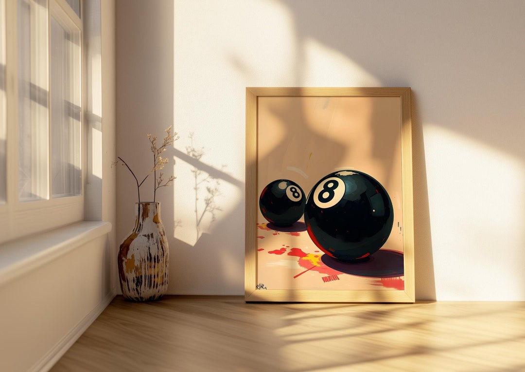 Vintage 8 Ball Billiard Poster Mid-century Modern Minimalist Bauhaus ...
