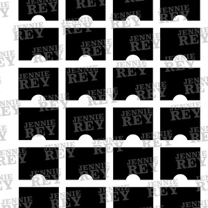 Puede incluir: Una hoja de 25 pegatinas en blanco y negro con el texto "JENNIE REY" repetido en cada pegatina. Las pegatinas est&aacute;n dise&ntilde;adas para ser recortadas y utilizadas como etiquetas.