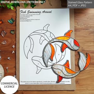 Two Fish Stained Glass Patterns – Single Page PDF and JPG Format