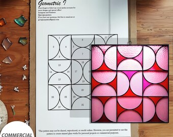 Geometric Stained Glass Pattern – 6.2x6.2 Inch Design – Digital Download