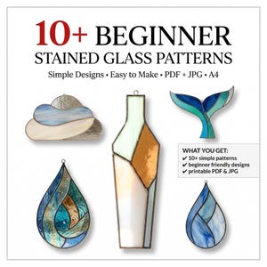 Mönster för nybörjarglas | 10+ A4-mönster (digital nedladdning)