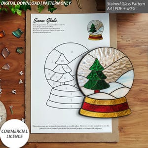 Snow Globe Stained Glass Pattern | Holiday PDF Design | DIY Christmas Craft Digital Download