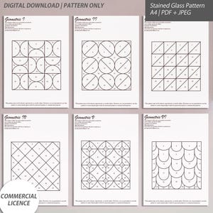 Geometric Stained Glass Patterns – 6 Unique Designs – Digital Download