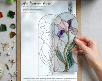 Art nouveau glas-in-loodpatroon pdf JPG